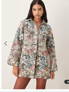 MINI SHIRT DRESS TAPESTRY PRINT VINTAGE LOOK